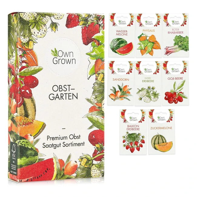 Premium Obst Samen Set mit 8 Sorten - Garten  Balkon - Wassermelone Erdbeeren