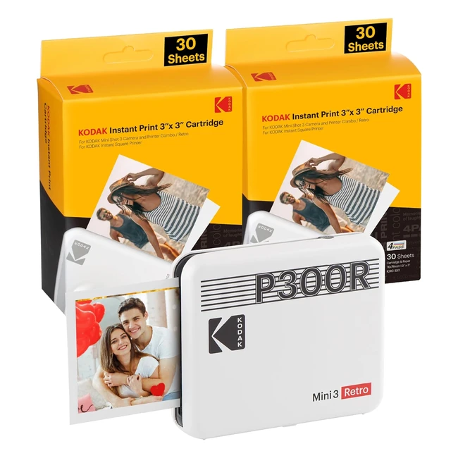Kodak Mini 3 Retro 4Pass Portable Photo Printer - Print Flawless 3x3 Photos in Seconds