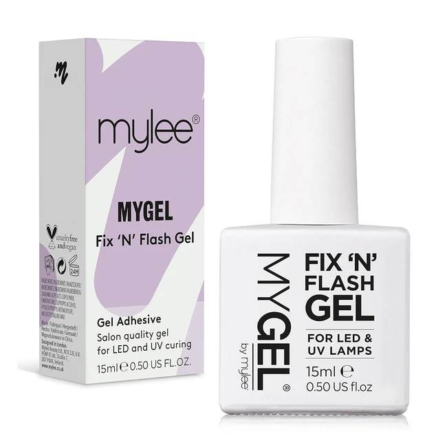 Mylee Fix n Flash Gel - Fast Curing Clear Adhesive for Gel Tips - UVLED Soak Off