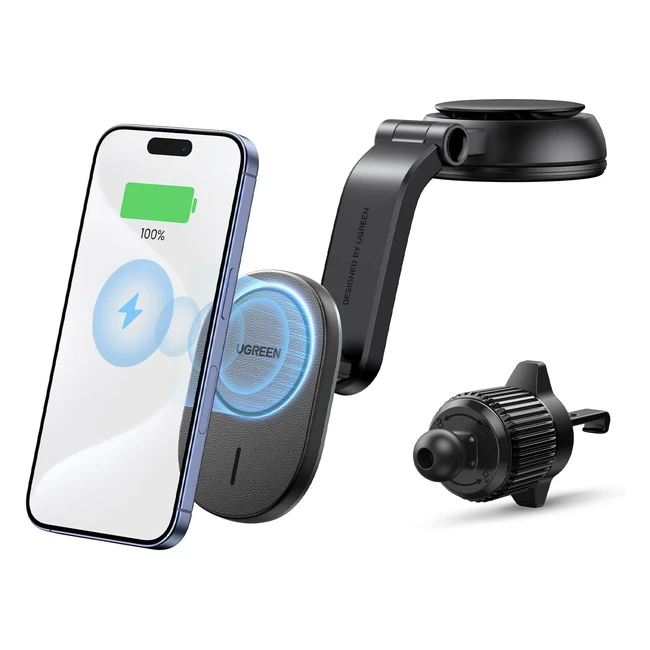 Chargeur Voiture Magnétique Sans Fil Ugreen - iPhone 15 Pro Max - Support Téléphone Voiture Induction