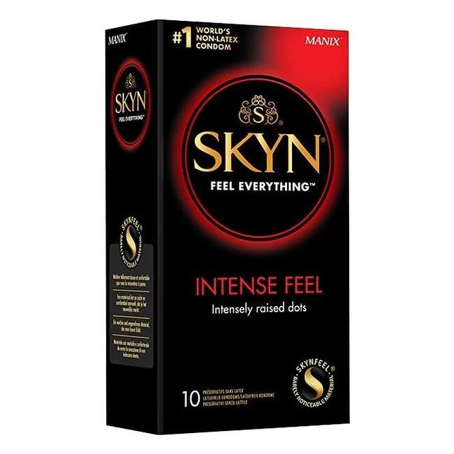 Préservatifs Skyn Intense Feel - Lot de 10 - Texture intensement perlée sans latex - Taille standard 53mm