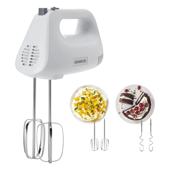 Kenwood Hand Mixer Electric Whisk 5 Speeds Stainless Steel Kneaders and Beaters - 450W HMP30A0WH