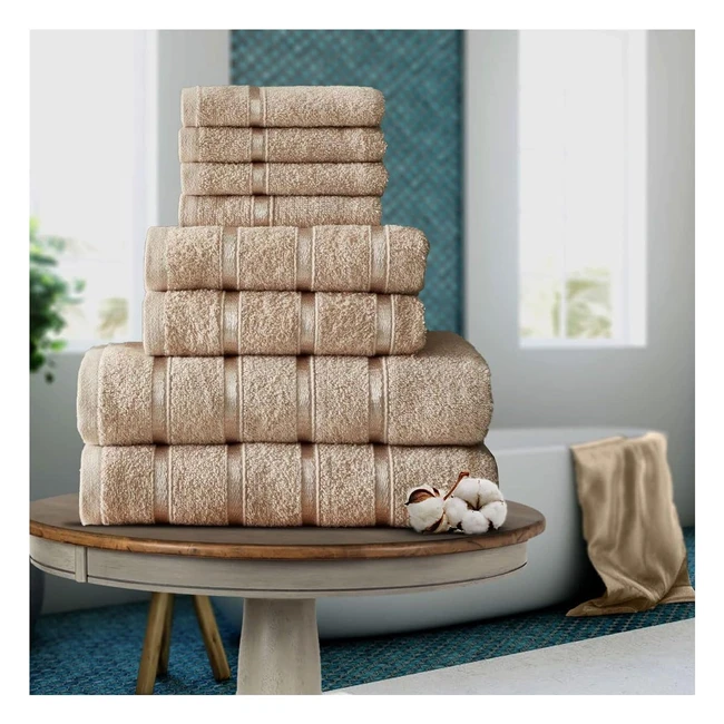 Ultra Soft 8-Piece Towels Bale Set for Bathroom - FairwayUK - Premium Quality - 100% Egyptian Cotton - Natural - #LuxuryBathroom #SoftTowels #WaterAbsorbent
