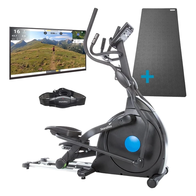 Skandika Cross Trainer Cardiocross Carbon Champ 235 kg - Flywheel Mass, Low-Maintenance Braking System, Bluetooth, Tablet Holder