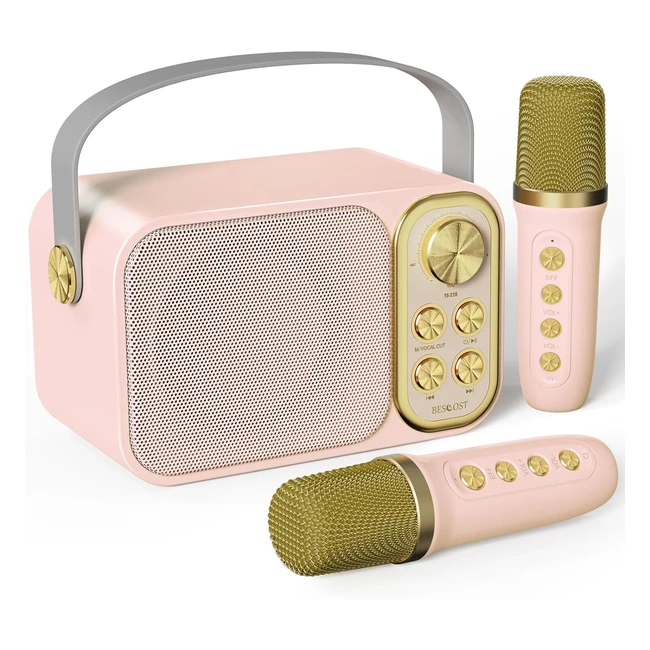 Karaoke Bambini Bescost Professionale Completo - 2 Microfoni Wireless - Cassa Po