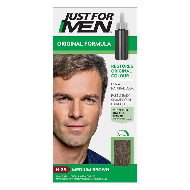 Just for Men Medium Brown Hair Dye - Restore Natural Color Professional Results