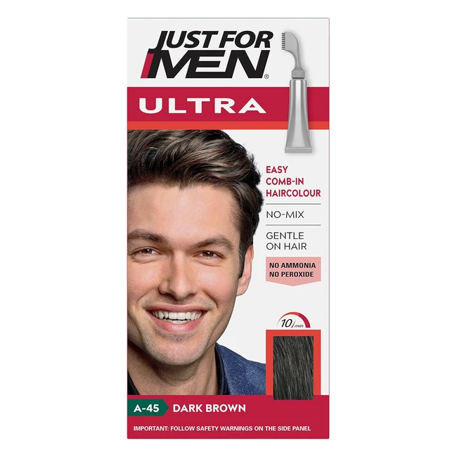 Just for Men Ultra Dark Brown Hair Colour Dye - Ammonia Free - Comb Away Greys -