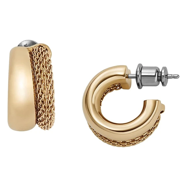 Skagen Goldtone Stainless Steel Hoop Earrings for Women - Merete W 75mm