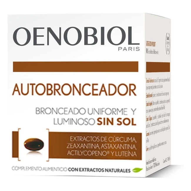 Autobronceador Oenobiol, Bronceado Facial y Corporal Progresivo y Luminoso - Licopeno, Luteína, Cúrcuma, Zeaxantina, Astaxantina