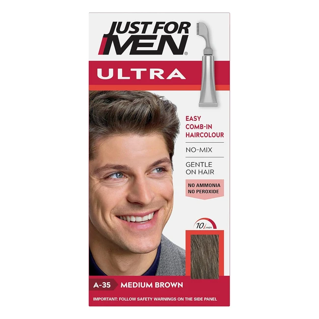 Just for Men Ultra Medium Brown Hair Colour Dye - Comb Away Greys - A35