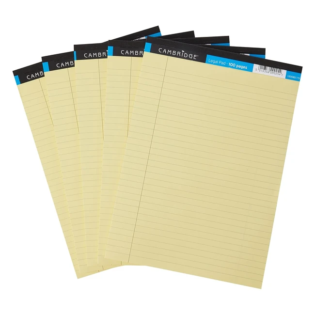 Cambridge A4 Refill Pad - 100 Pages, Yellow - Pack of 5 (400115984)