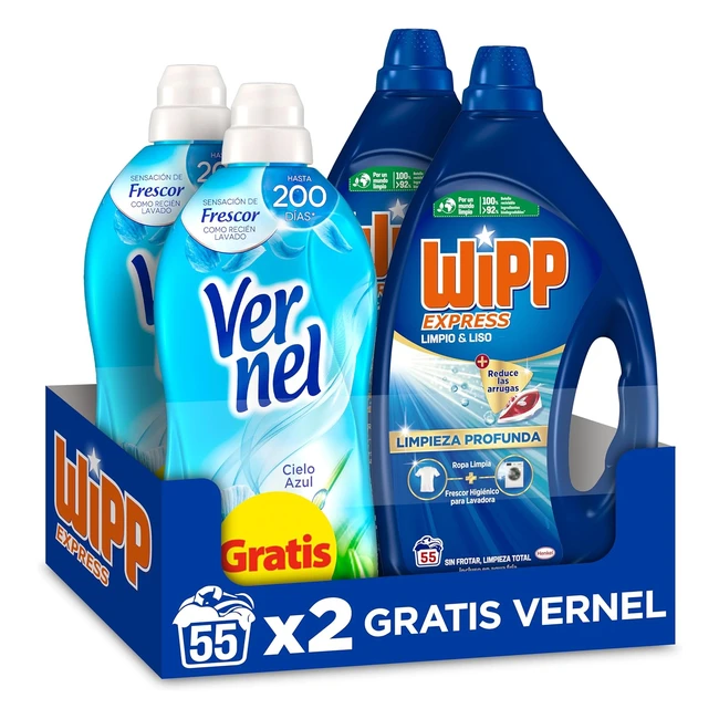 Wipp Gel LL 55DSamp VRNL 70D2U - Detergente líquido con limpieza profunda, quitamanchas y protección de las fibras