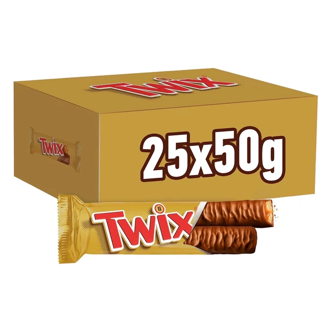Twix Barretta Snack Biscotto Gustoso Caramello Cioccolato Latte 25 Barrette x50g