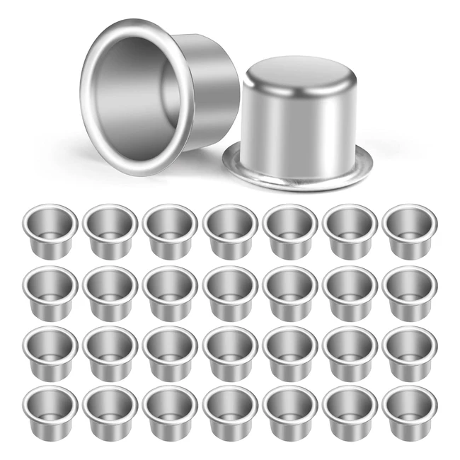 AOMIG Mini Metal Candle Holders 30pcs - Creative Candle Cups - Silver Aluminum -