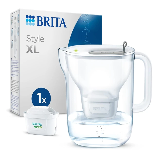 BRITA Wasserfilterkanne Style XL, Hellgrau, 3,6L, inkl. 1 MAXTRA Pro All-in-1 Kartusche