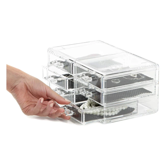 Organizzatore bijoux 6 cassetti trasparente 238x15xh11 cm - Compactor RAN6044