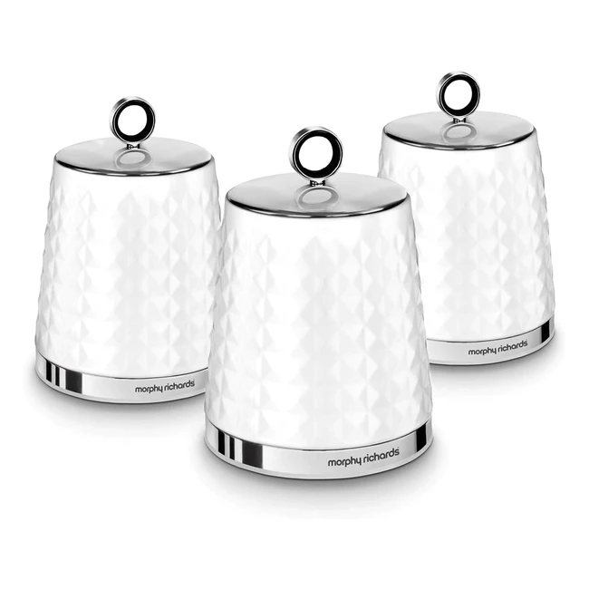 Morphy Richards 978054 Dimensions Set of 3 Round Kitchen Storage Canisters - White
