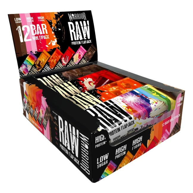Warrior Raw Protein Flapjacks - 12 Bars x 75g - Packed with 20g Protein - Low Sugar, High Fiber - Variety Box