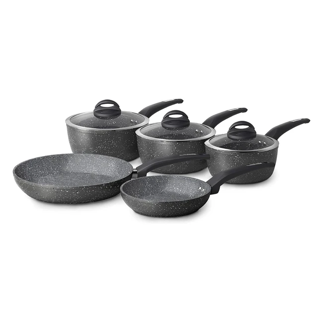 Tower Cerastone T81276 Forged 5 Piece Pan Set - Nonstick Coating - Soft Touch Ha
