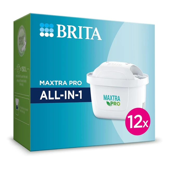 Brita Maxtra Pro Allin1 Water Filter Cartridge 12 Pack - Reduces Impurities, Chlorine, Pesticides, and Limescale