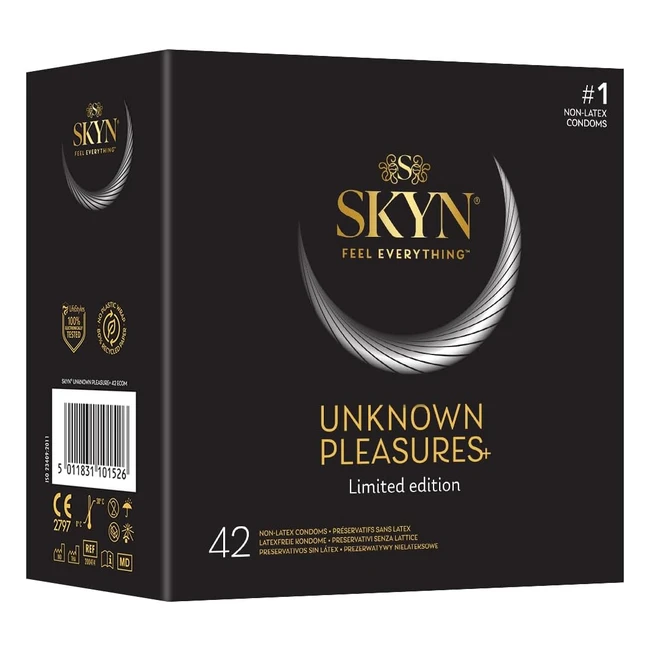 Skyn Unknown Pleasures - Boîte de 42 préservatifs masculins sans latex - Texture intensément perlée - Goût de cocktails - Ultrafins et ultradoux - Effet chauffant