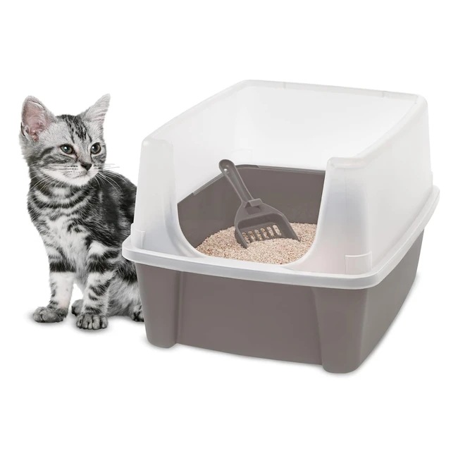 Iris Ohyama Litter Box Tray for Cat - BPA-Free - Open Top - Beige - #CLH12