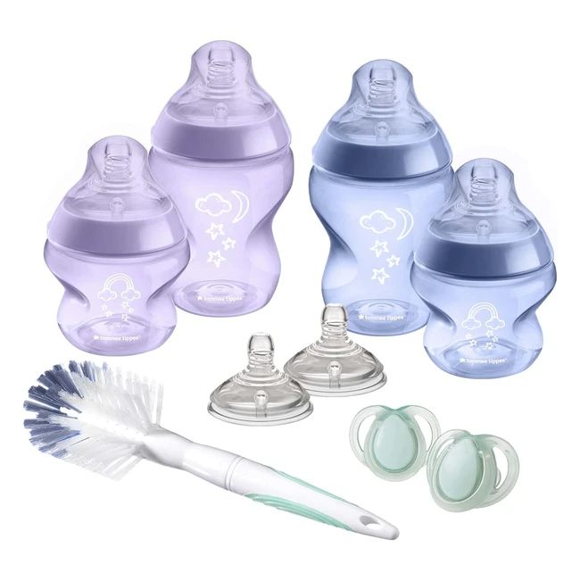 Tommee Tippee Closer to Nature Newborn Anticolic Baby Bottle Starter Kit - Purple