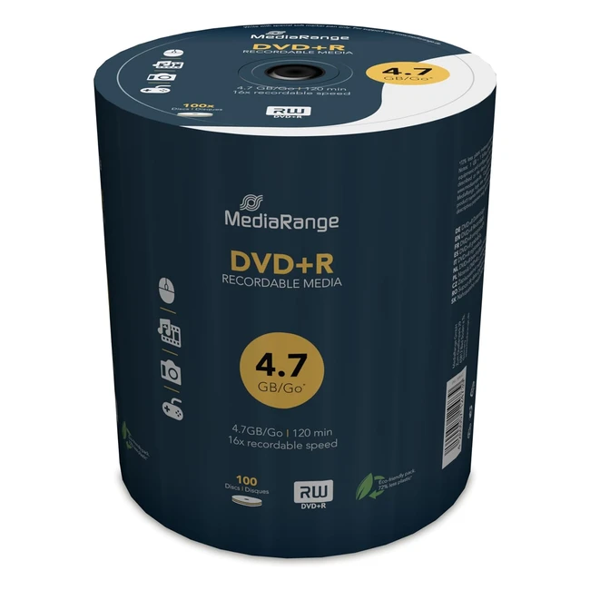 Mediarange MR443 DVD-R 16x 100 uds - Capacidad 47GB 120 min