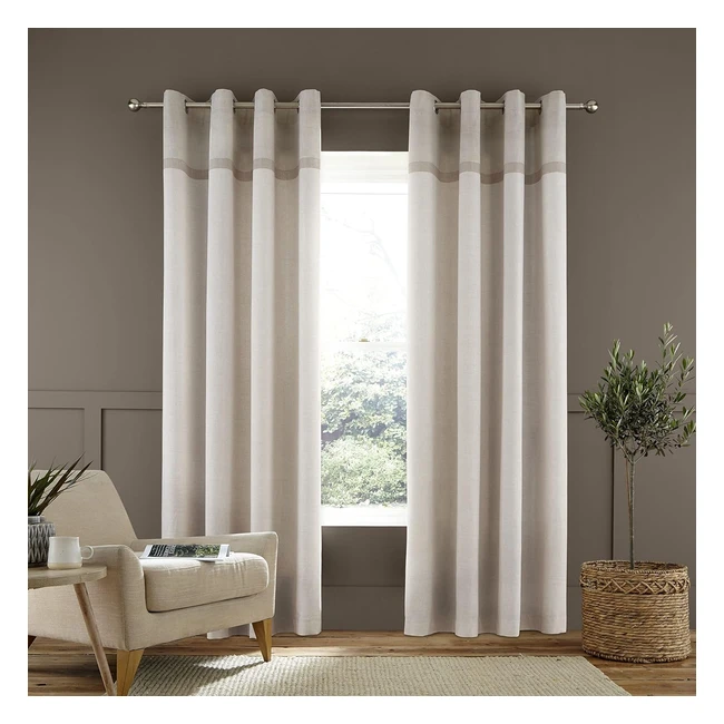 Catherine Lansfield Melville Woven Texture Cotton Curtains - 66x72 inch - Natura