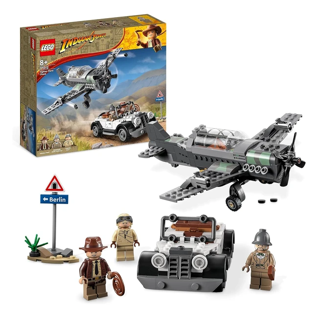 Lego 77012 Indiana Jones - Poursuite en Avion de Combat - Jouet avec Maquette Avion et Voiture Vintage