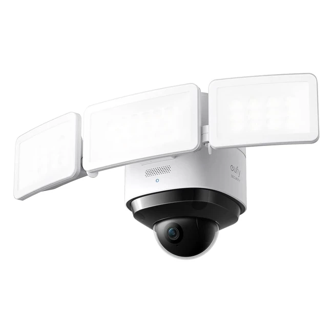 Caméra de surveillance extérieure Eufy Security Floodlight Cam 2 Pro - Couverture panoramique et inclinaison 360 degrés - 2K - Éclairage intelligent - Étanche - IA intégrée