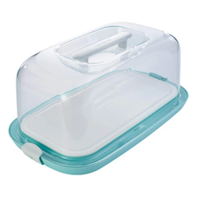 Keeeper Kastenkuchenbehälter mit Servierplatte, BPA-freier Kunststoff, 43 x 25 x 18 cm, Gino Mintgrün