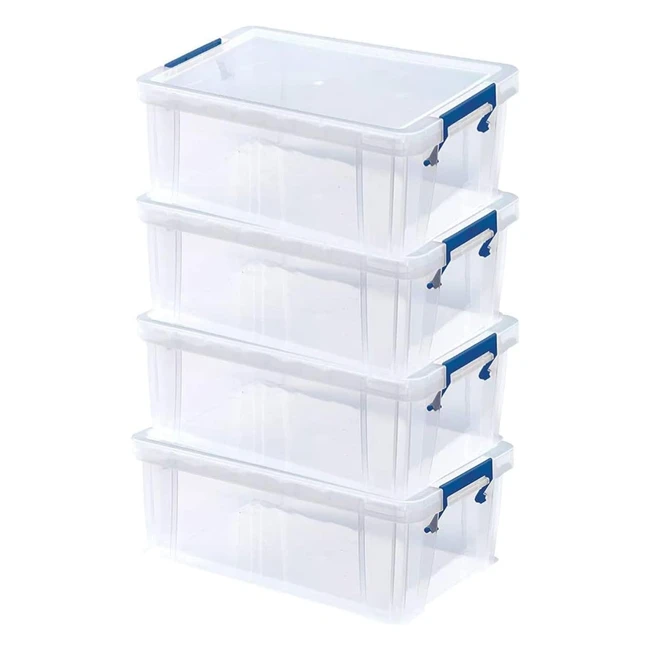 Bankers Box 4 10L Plastic Storage Boxes with Lids - ProStore Super Strong Stacka