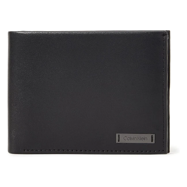 Billetera Calvin Klein Smooth con placa 10 cc, monedero y pasaporte - Negro