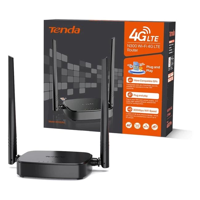Routeur 4G Tenda Box WiFi LTE 150 Mbps - Plug & Play - 2 Antennes Externes - Port LAN/WAN - Carte SIM - 4G03 Pro