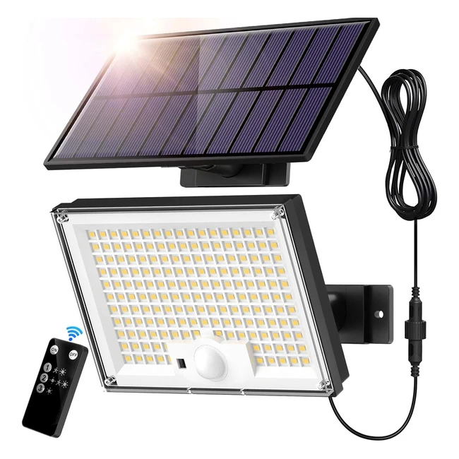 Faretto Solare a LED Esterno 172 LED con Sensore di Movimento IP65 Impermeabile - Luce Solare LED Esterno