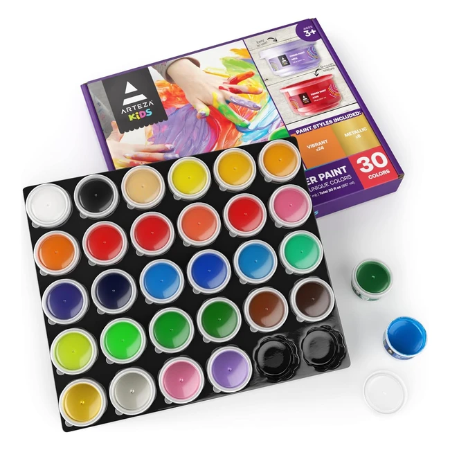 Arteza Finger Paints for Toddlers - Non-Toxic Set of 30 Colors - Washable Art Su