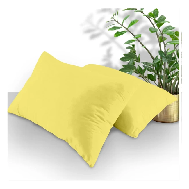 Soft Housewife Pillowcases 2 Pack - Yellow, 74 x 48 cm - Envelop Closure, Polycotton, Plain Pillow Covers