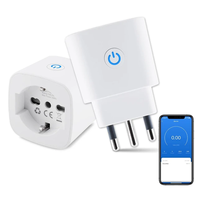 Presa WiFi Italiana 16A Monitoraggio Energetico Intelligente Smart Plug Protezione Sovraccarico Timer - Compatibile con Alexa e Google Home