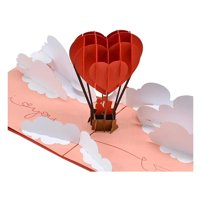 Cutpopup Pop Up Anniversary Card - Air Balloon Couple Kissing - Perfect Details - Valentine's Day