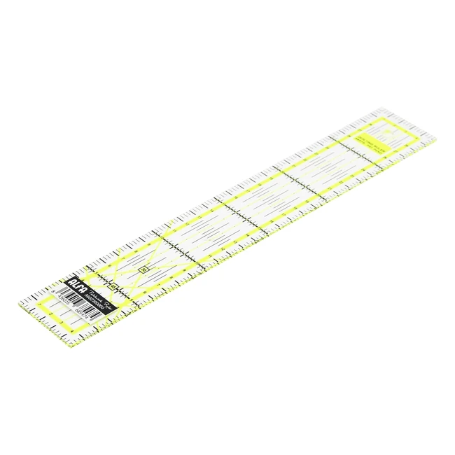 Regla rectangular Alfa 30x5cm, transparente amarilla, ideal para pachwork