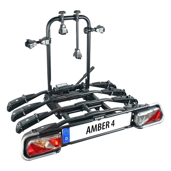 Portabici Eufab Amber IV - Trasporto 4 Biciclette - Compatibile con Bici Oversize - Facile Accesso al Bagagliaio