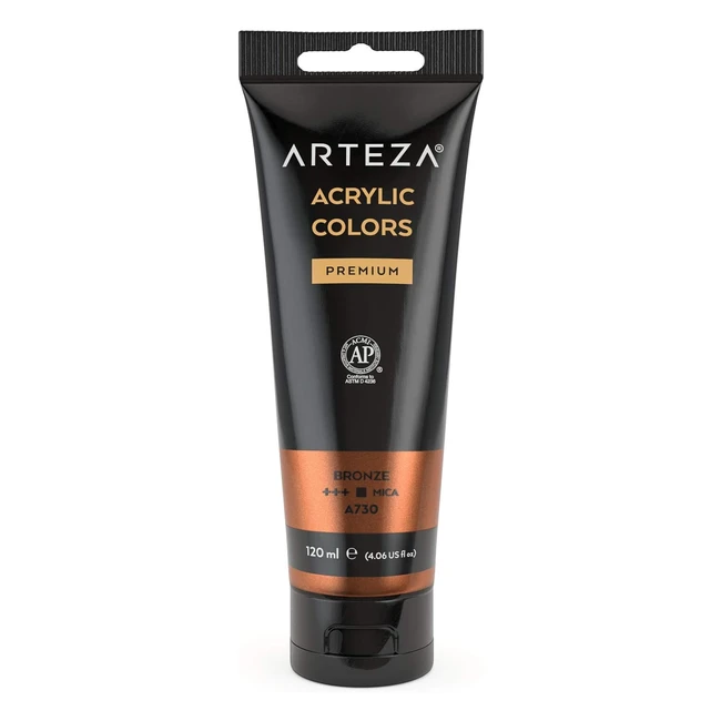 Arteza Metallic Acrylic Paint Bronze A730 - Highly Pigmented, Fade-Resistant, Non-Toxic - 120ml Tube