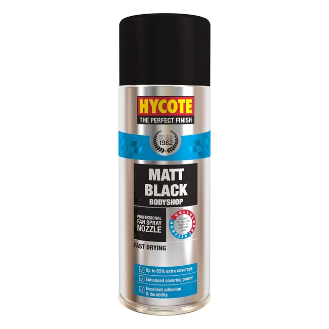 Pintura en Spray Hycote Bodyshop 400ml Negro Mate - Secado Rpido