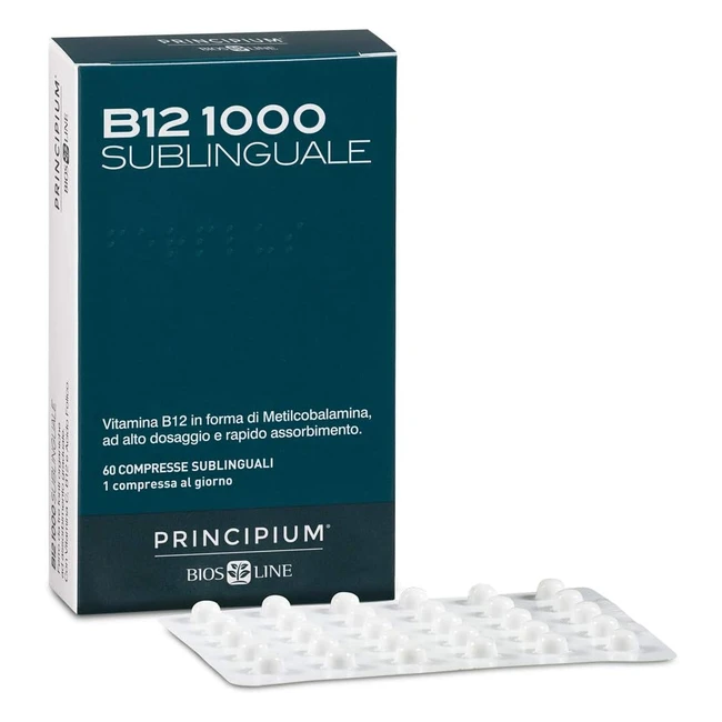 Bios Line Principium B12 1000 Sublinguale - Vitamina B12 Attiva - Riduce Stanchezza e Affaticamento - Integratore Sistema Immunitario - 60 Compresse