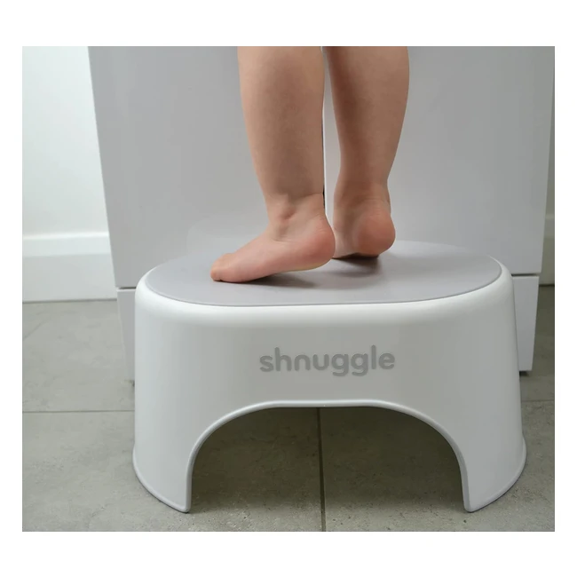Shnuggle Sturdy Step Stool - White/Grey - Toddler Bathroom Helper - Non-Slip - Multiuse