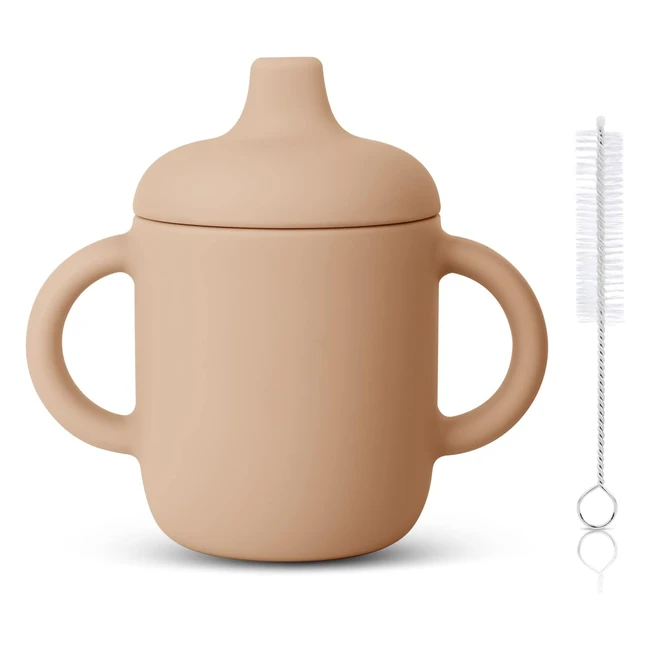 Vicloon Tasse d'apprentissage bébé 150ml - Gobelet bébé en silicone sans BPA - Avec paille, couvercle et goupillon - Idéal pour l'entraînement à boire
