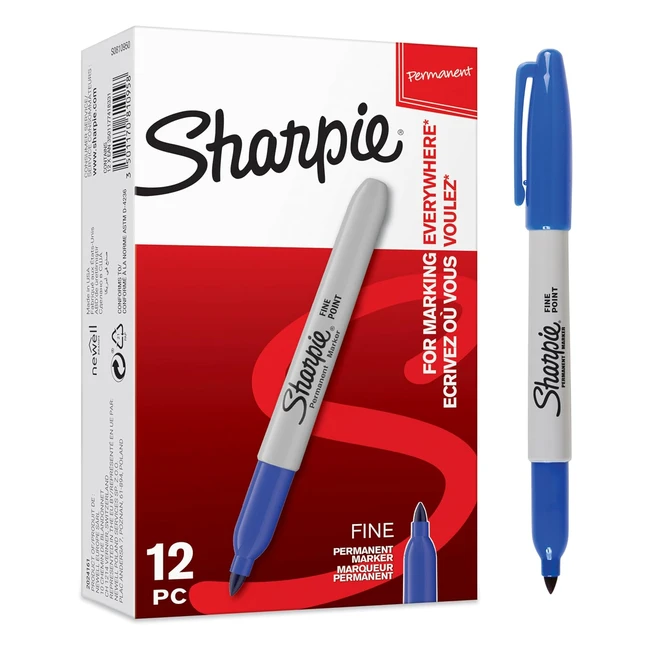 Sharpie Fine Point Permanent Markers - Blue (12 Count) - Bold, Vibrant, and Long-lasting