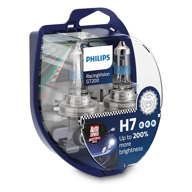 Philips Racing Vision GT200 H7 Headlight Bulb 200 Double Set - Up to 200% Brighter Light