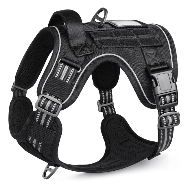 rabbitgoo Tactical No Pull Dog Harness - Adjustable Pet Harness with Molle Panel